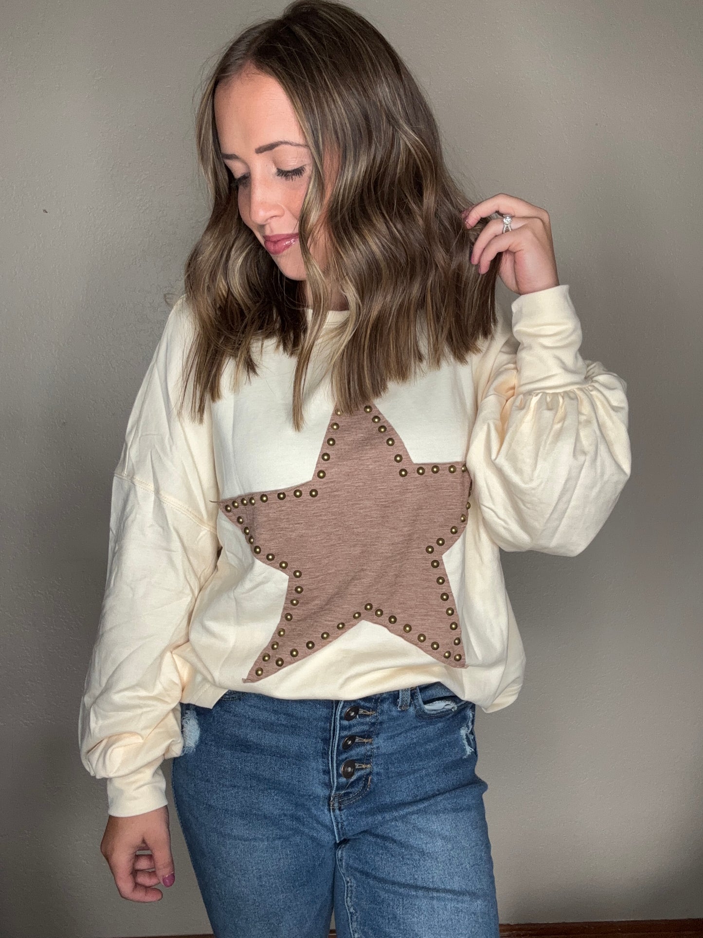Rhinestoned Star Long Sleeve