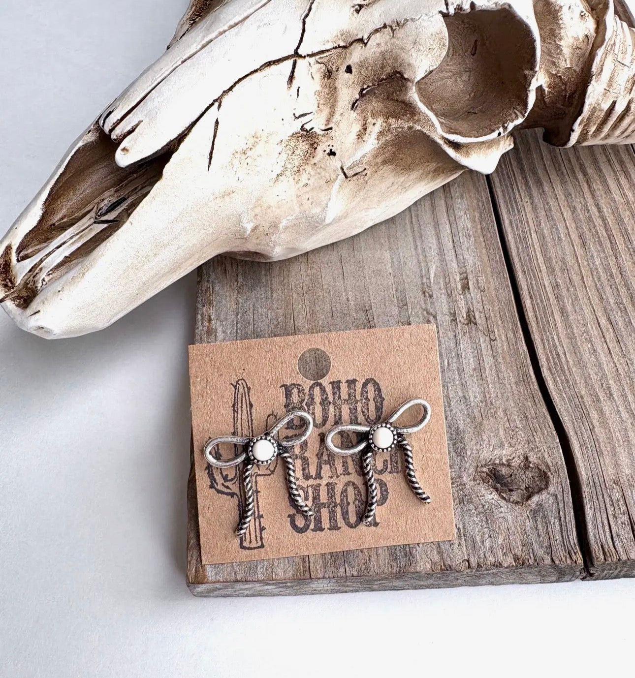 White Bow Earrings
