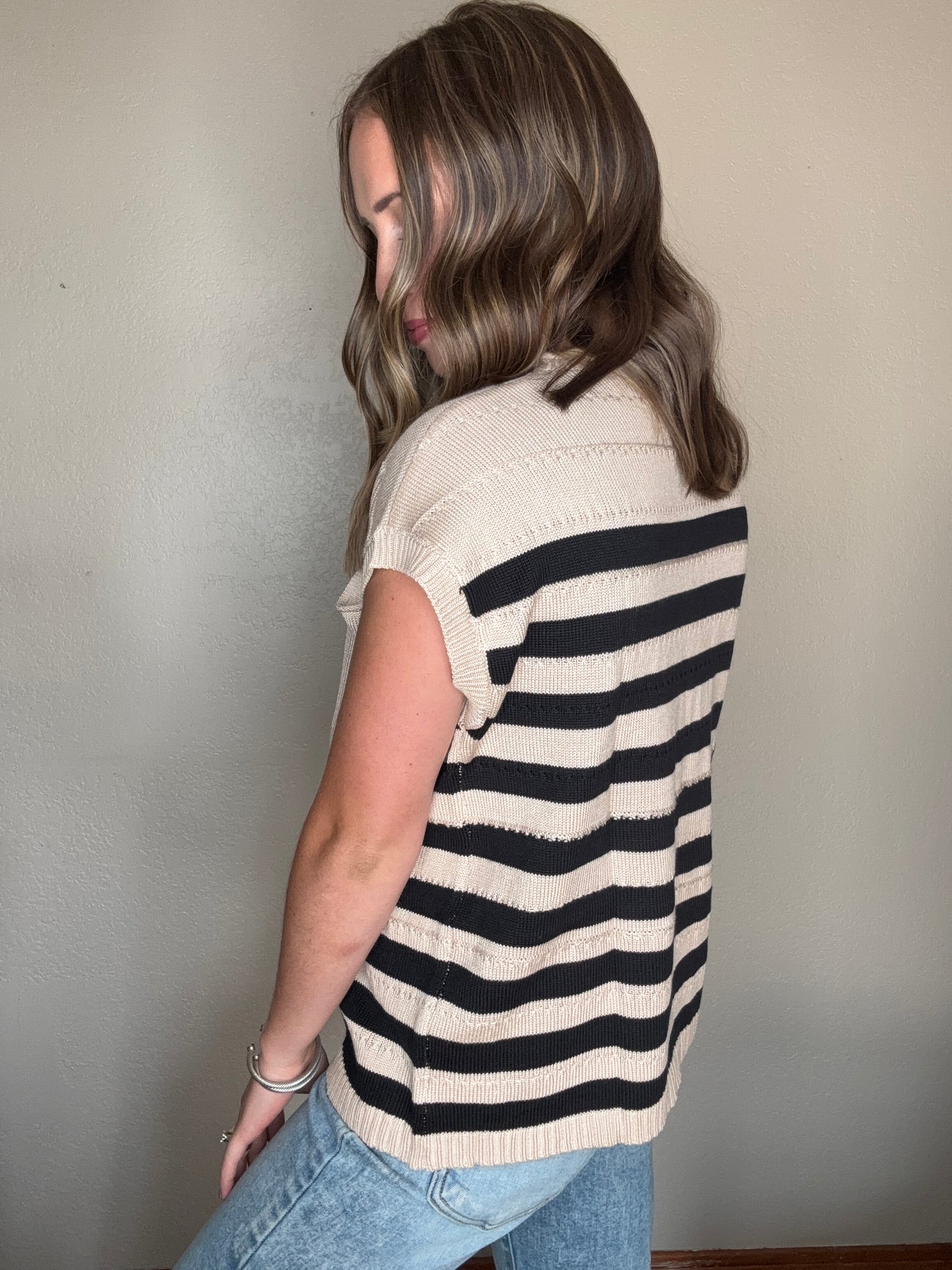 Tan & Black Knitted Top