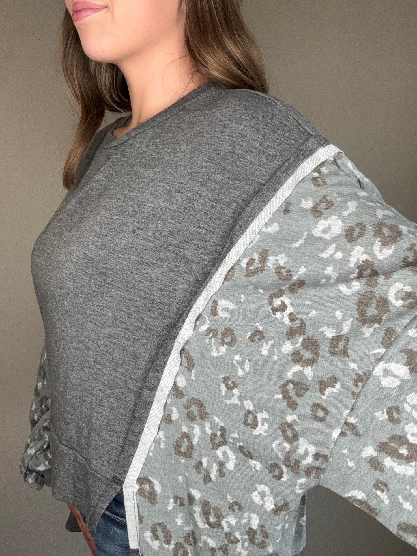 Leopard & Grey Long Sleeve Top