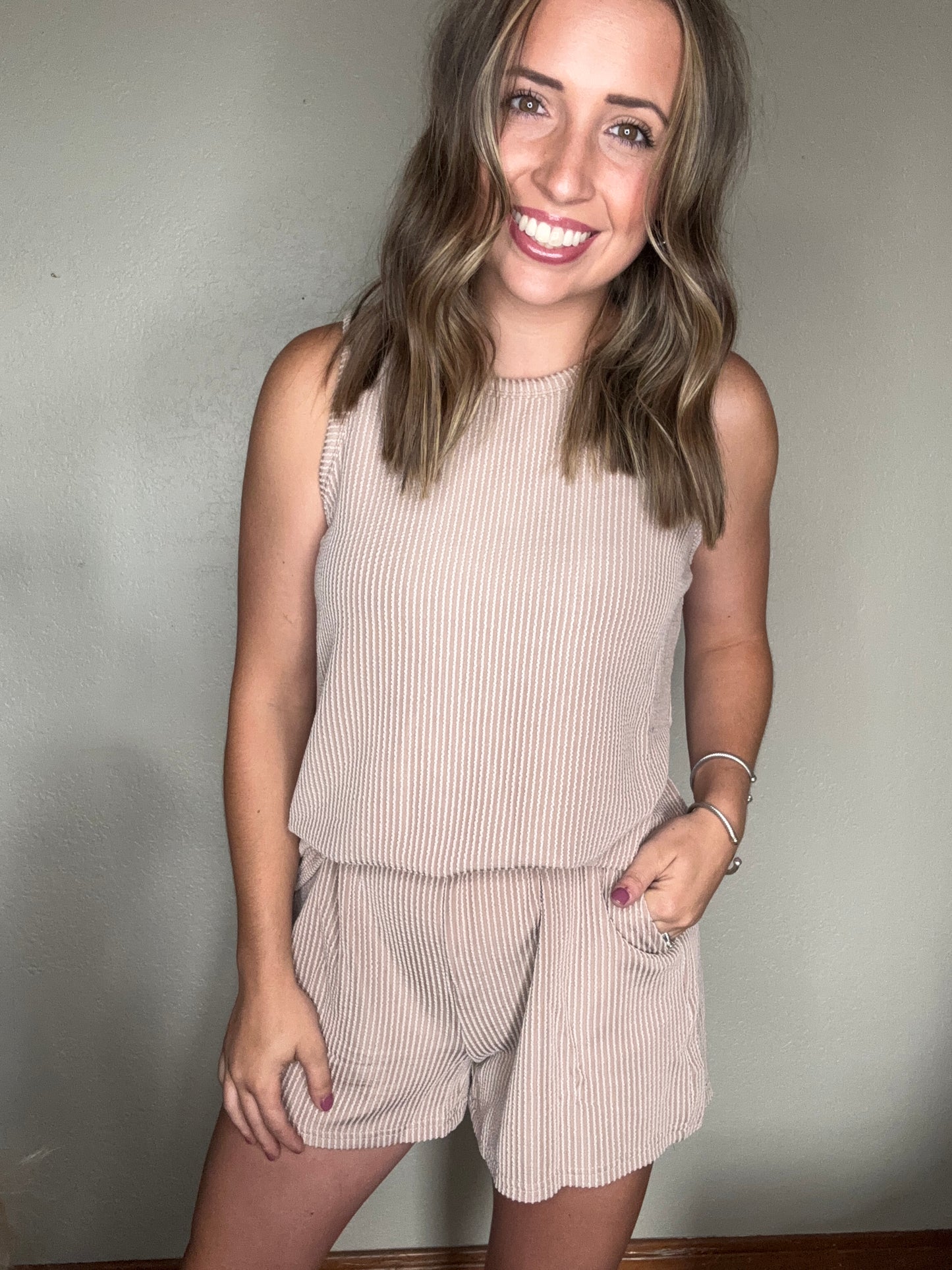 Tan Corded Short Set