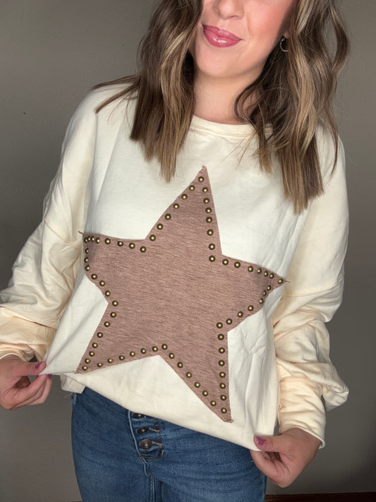 Rhinestoned Star Long Sleeve