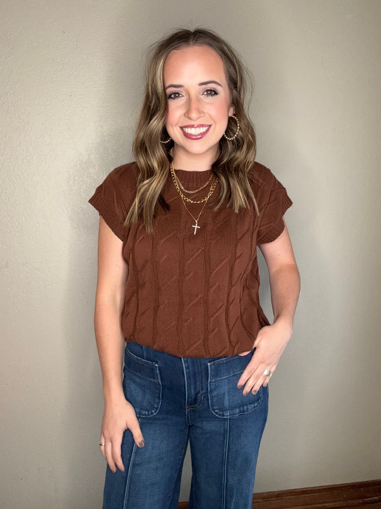 Dark Brown Textured Top