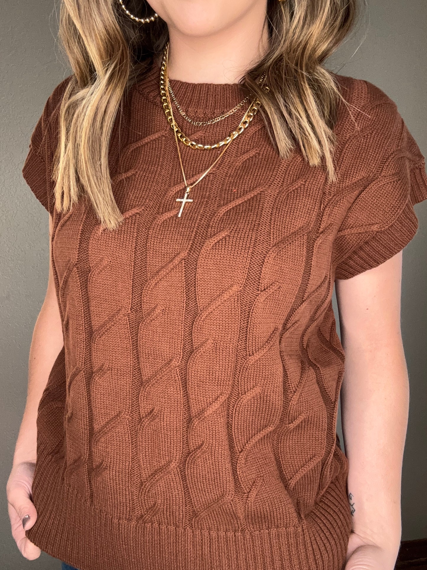 Dark Brown Textured Top