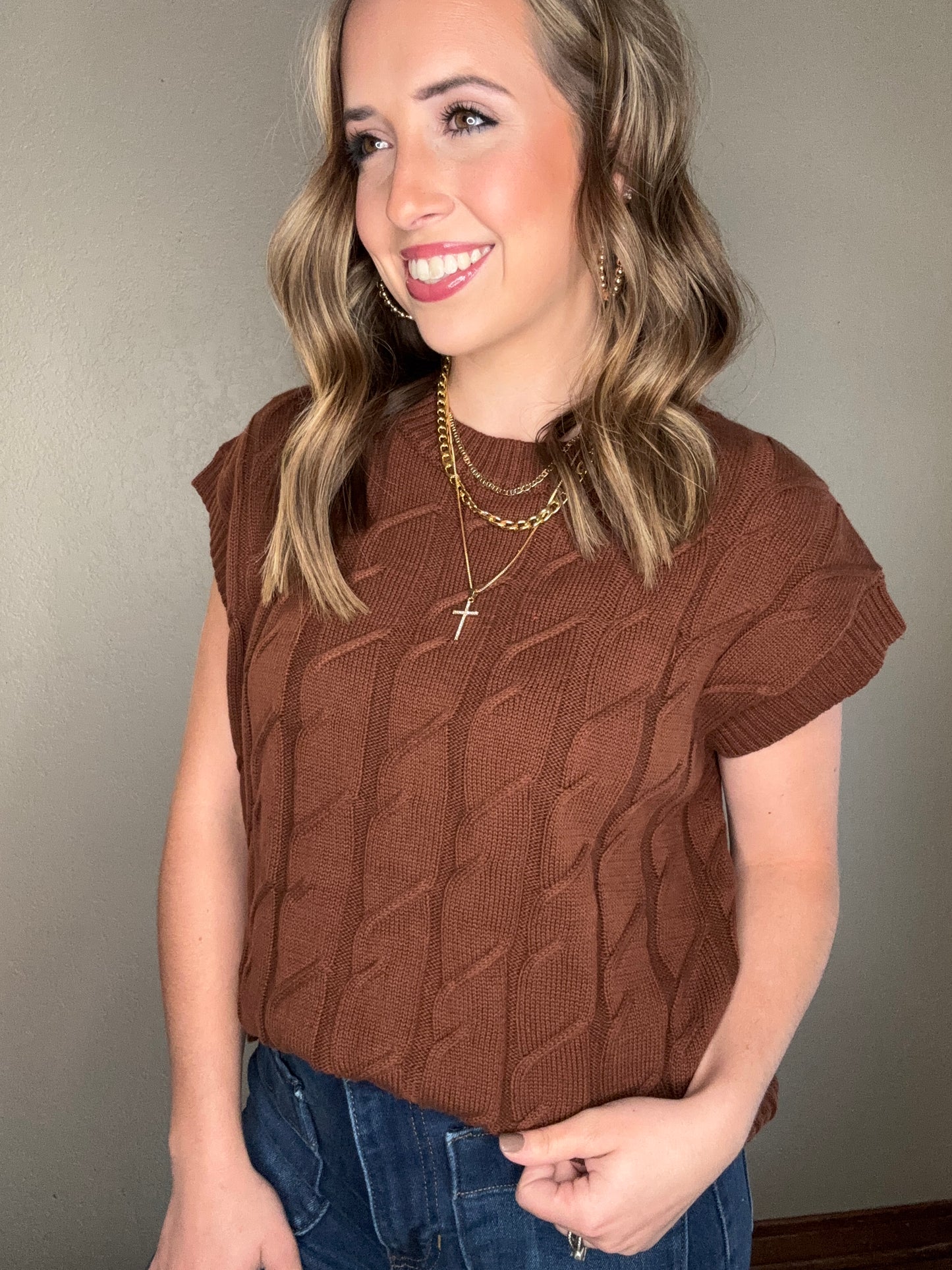 Dark Brown Textured Top