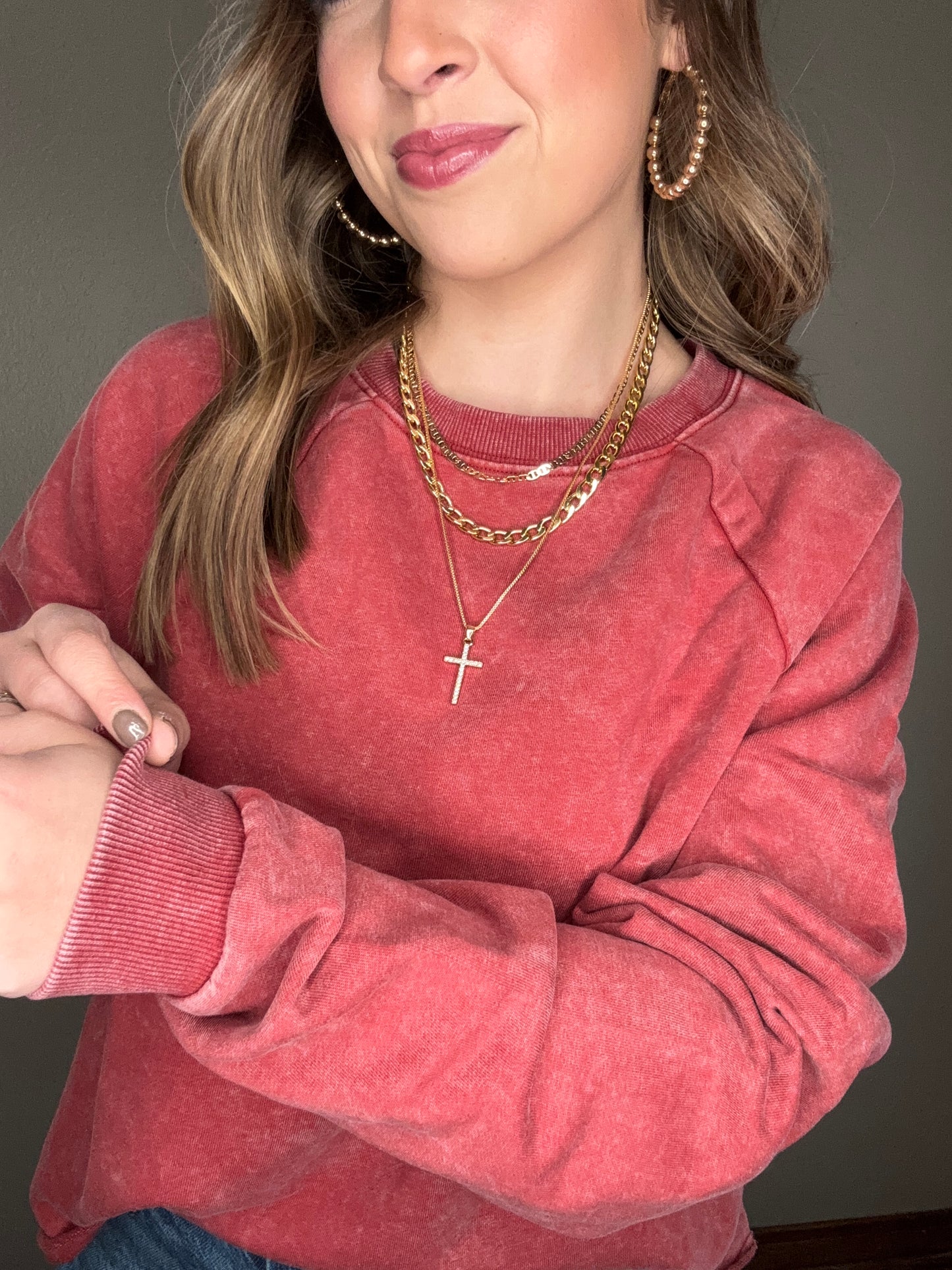 Red Mineral Wash Sweatshirt