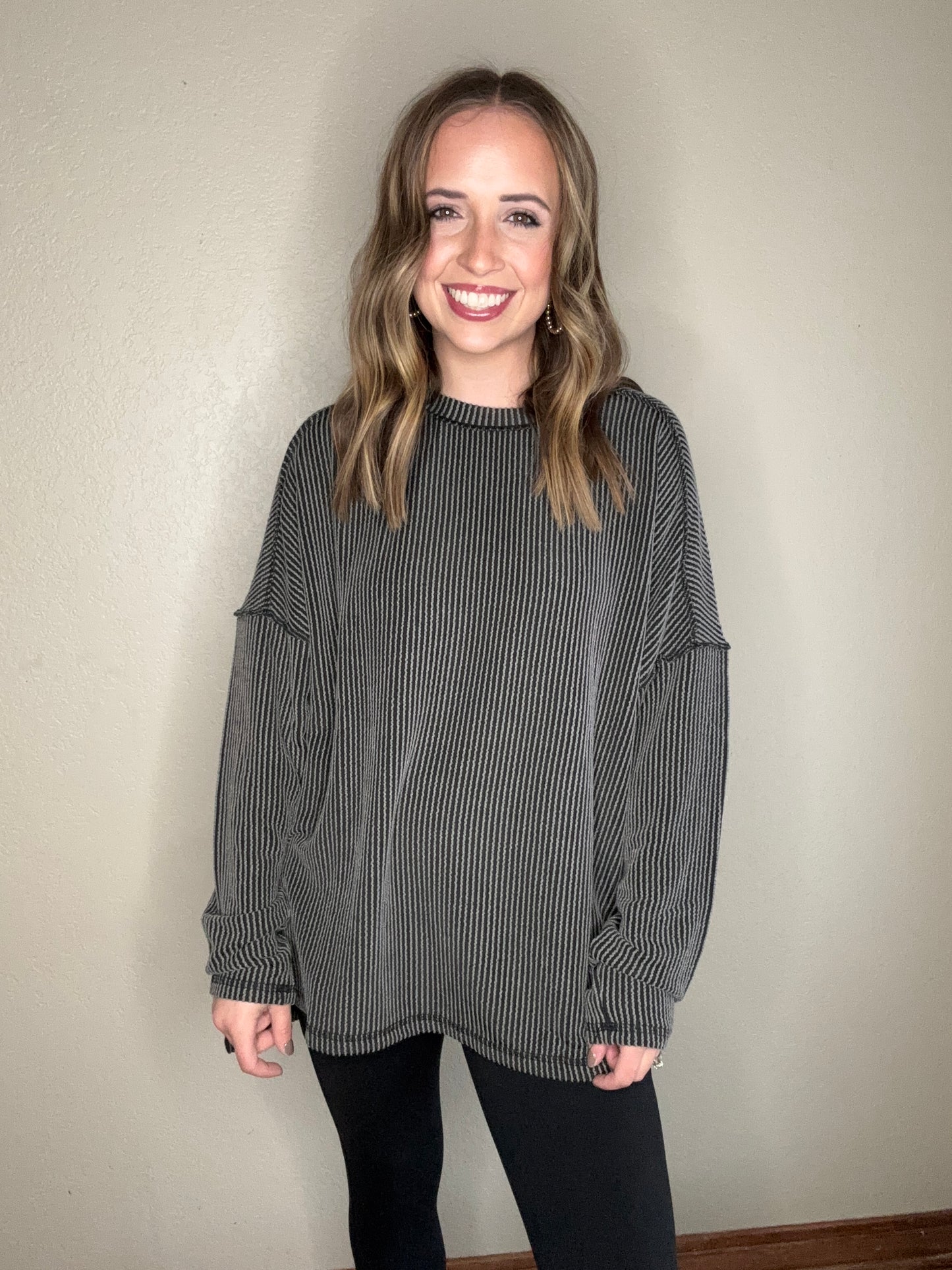 Black Ribbed Long Sleeve