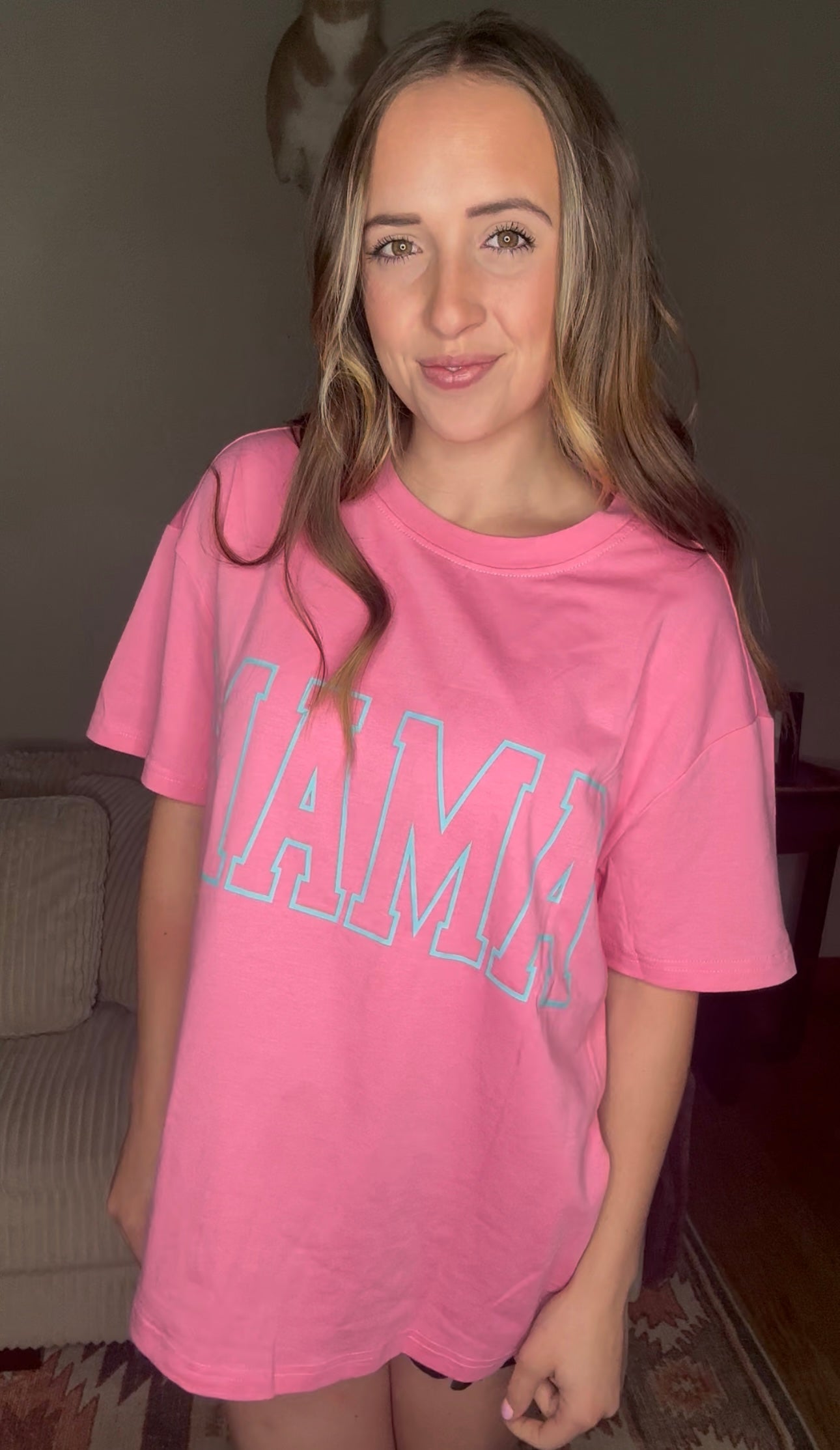 Neon pink mama tee