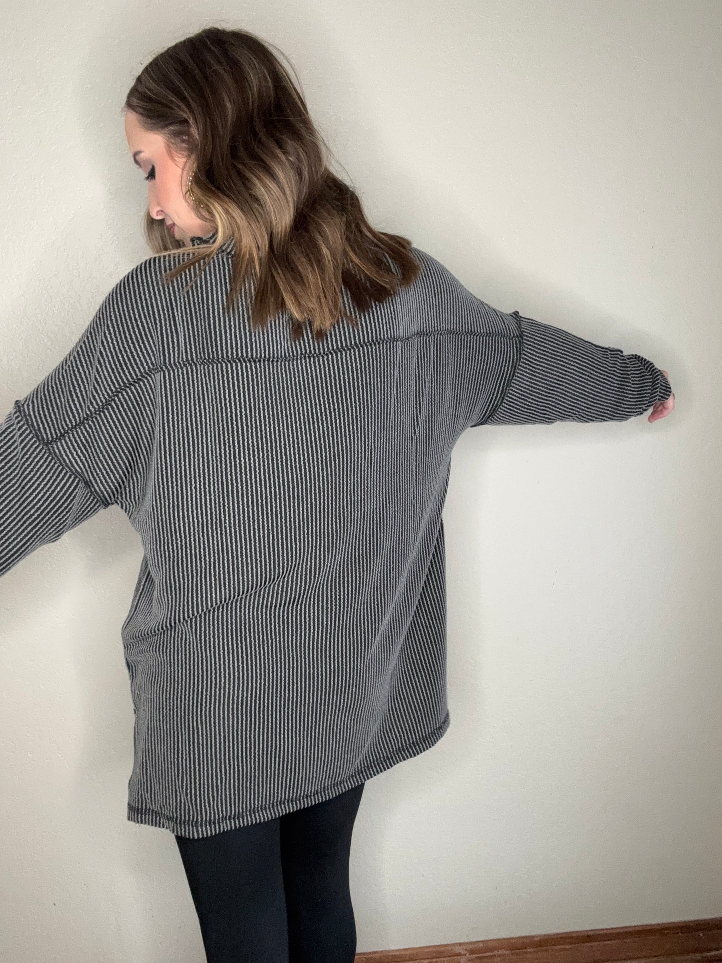 Black Ribbed Long Sleeve