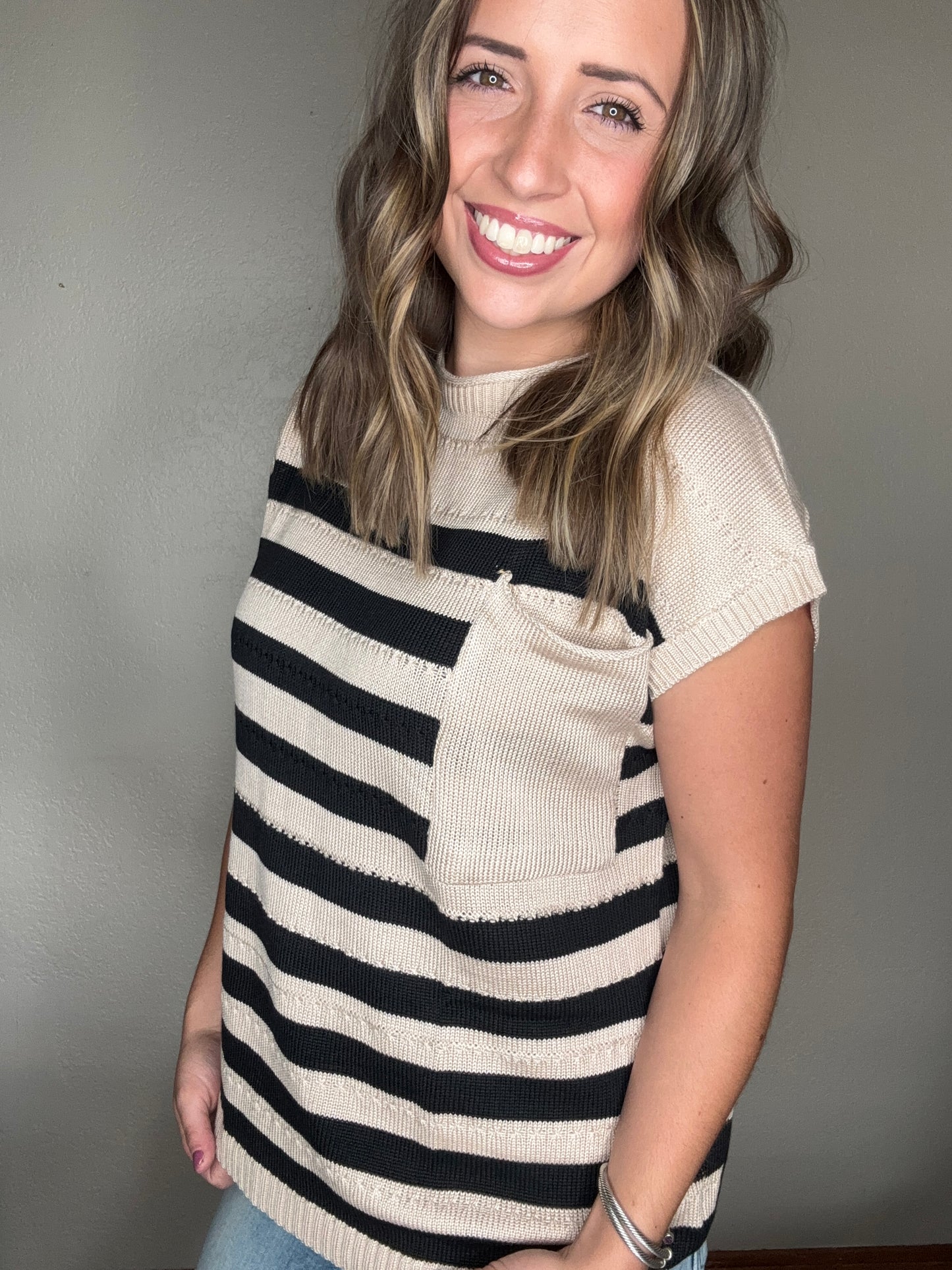 Tan & Black Knitted Top