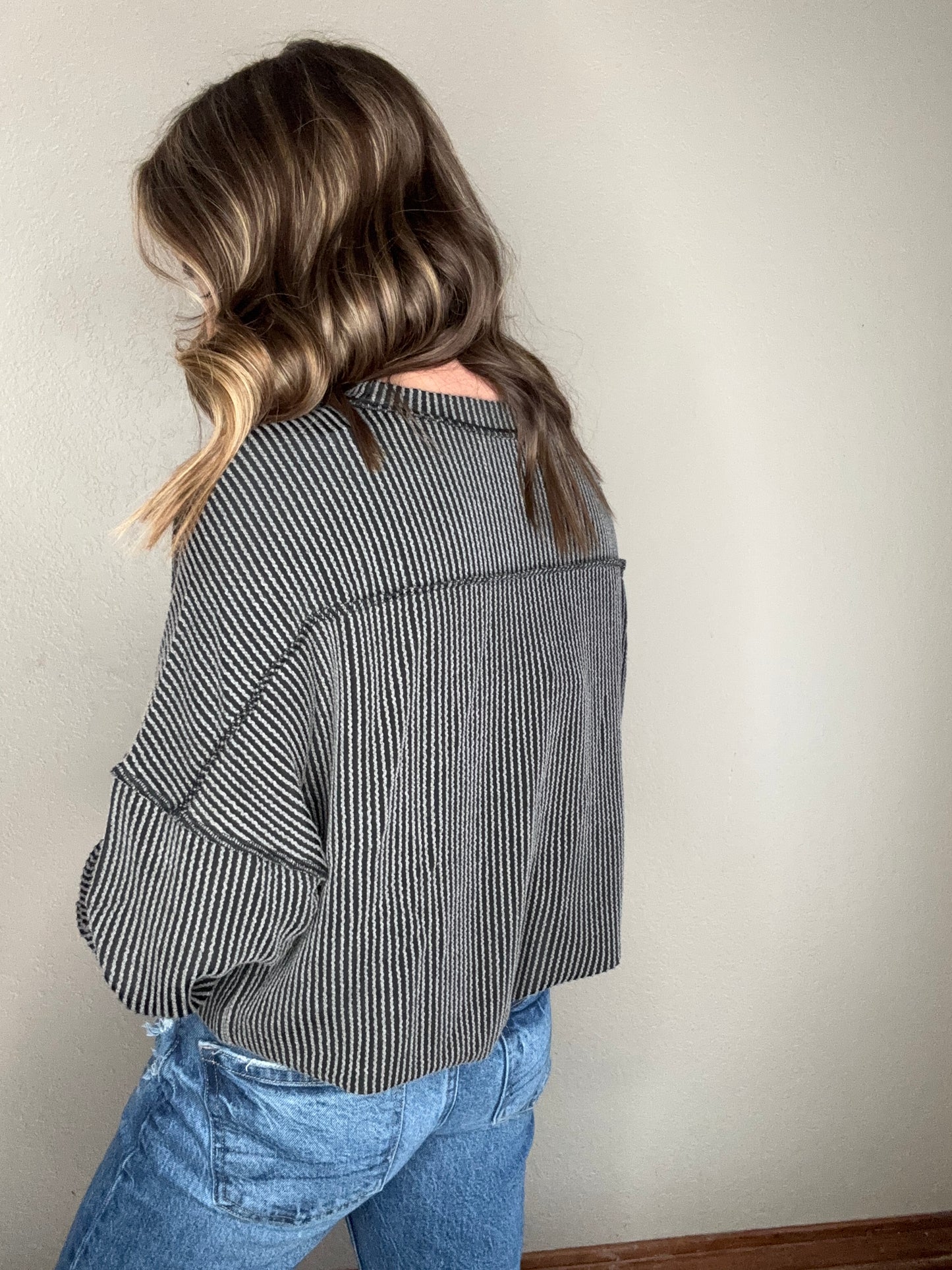 Black Ribbed Long Sleeve