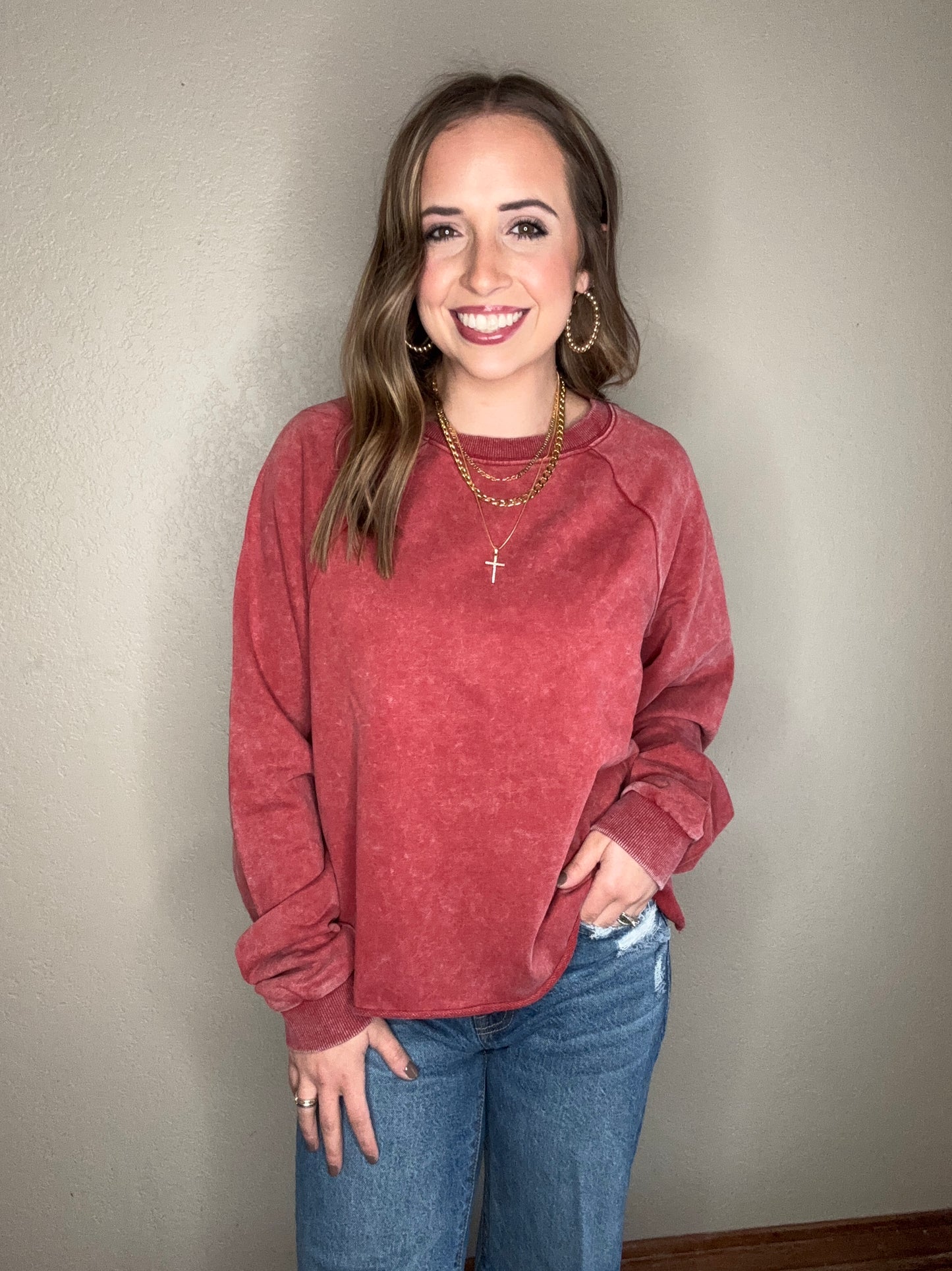 Red Mineral Wash Sweatshirt