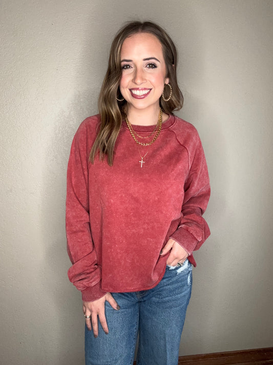 Red Mineral Wash Sweatshirt