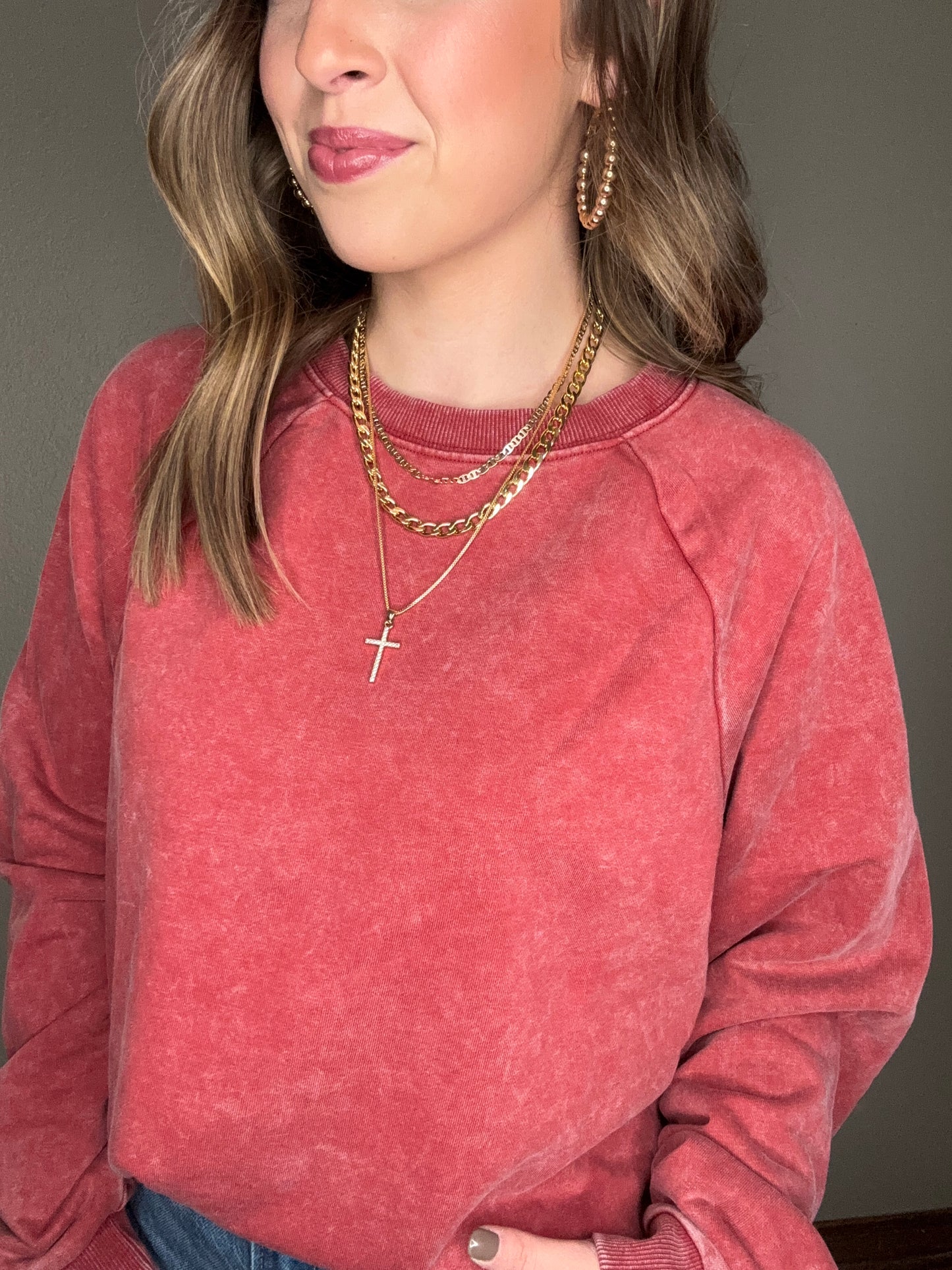 Red Mineral Wash Sweatshirt
