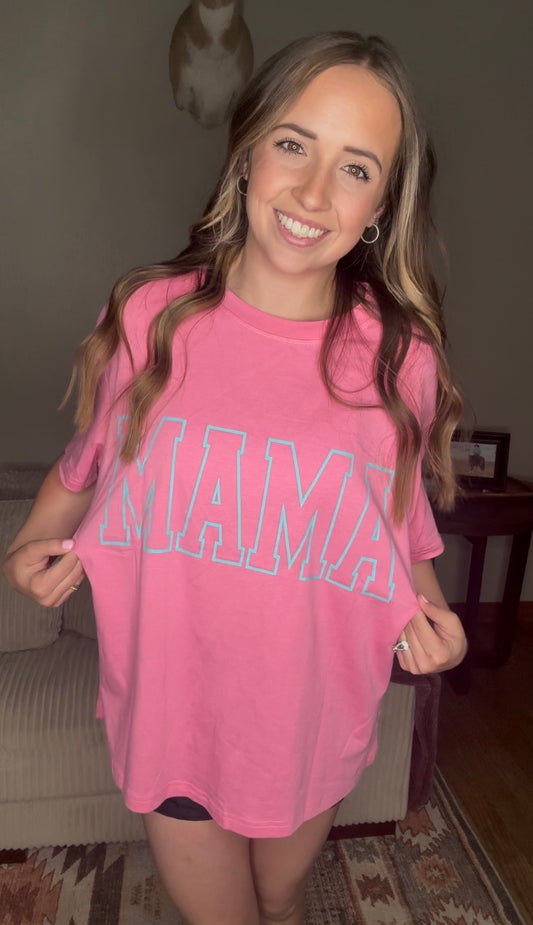 Neon pink mama tee