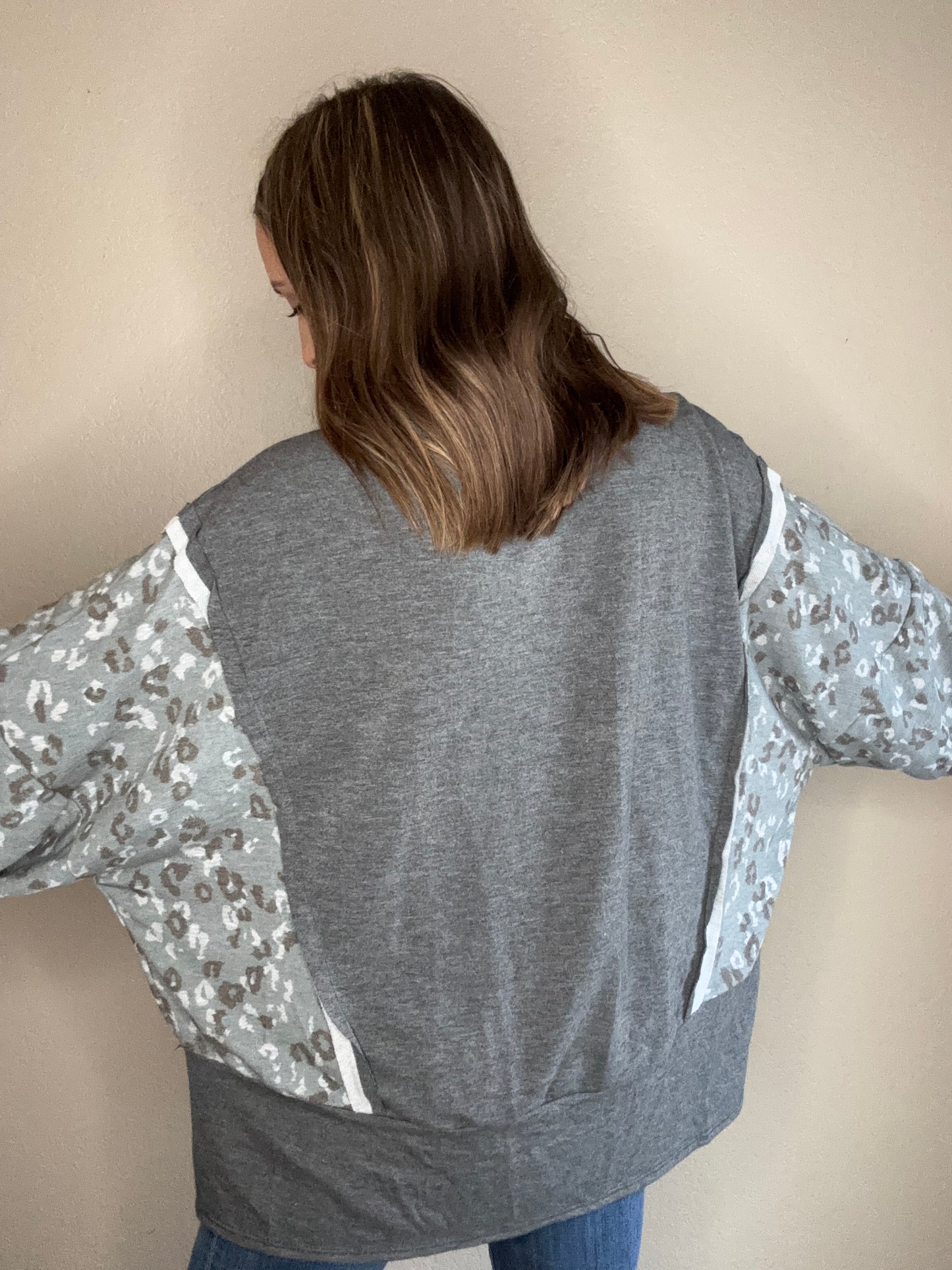 Leopard & Grey Long Sleeve Top