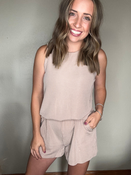 Tan Corded Short Set